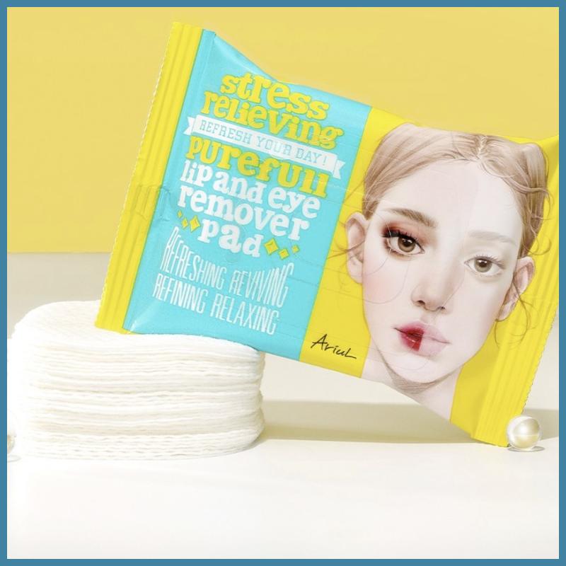 ARIUL Stress Relieving Purefull Lip & Eye Remover Pad 30pads(55g)*3EA/Cleansing Wet Tissue