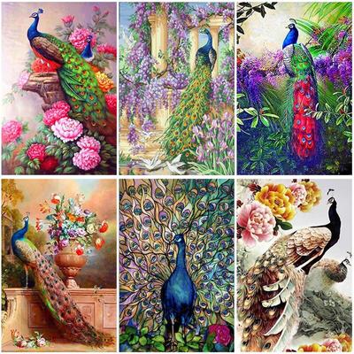 Peacock 5D DIY Diamond Painting Full Round Drill Animal Flower Embroidery Cross Stitch Mosaic Home Decor Gift
