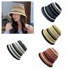 Colorful Knitted Bucket Hat Stripe Sun Protection Cap Elegant Sunshade Basin Cap  Women