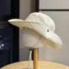 Summer striped bucket hat women outdoor travel sun protection visor hat big brim UV protection hiking hat