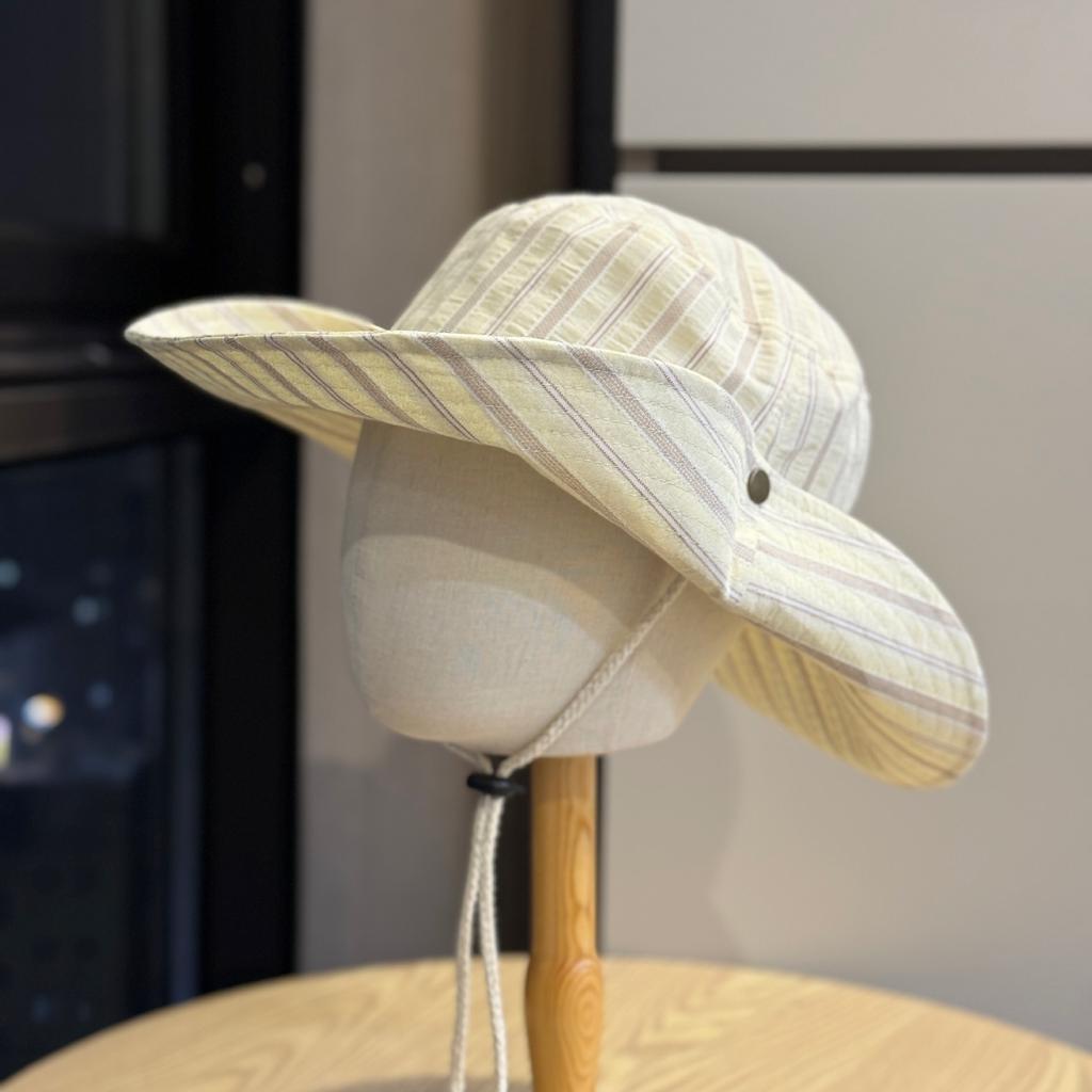 Summer striped bucket hat women outdoor travel sun protection visor hat big brim UV protection hiking hat