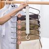 Space Saving 6 Tier Pants Hangers,Anti-Slip Stainless Steel Closet Organizer for Adults Kids,Home Wardrobe Storage Trouser Racks