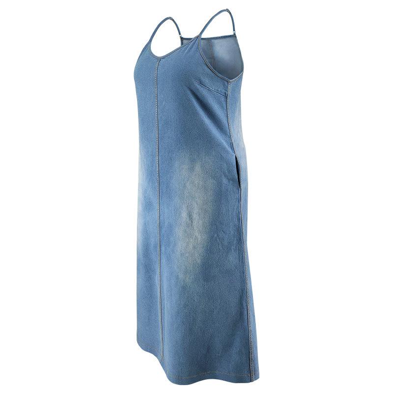 Plus Size Women's Denim Strappy Long Dress
