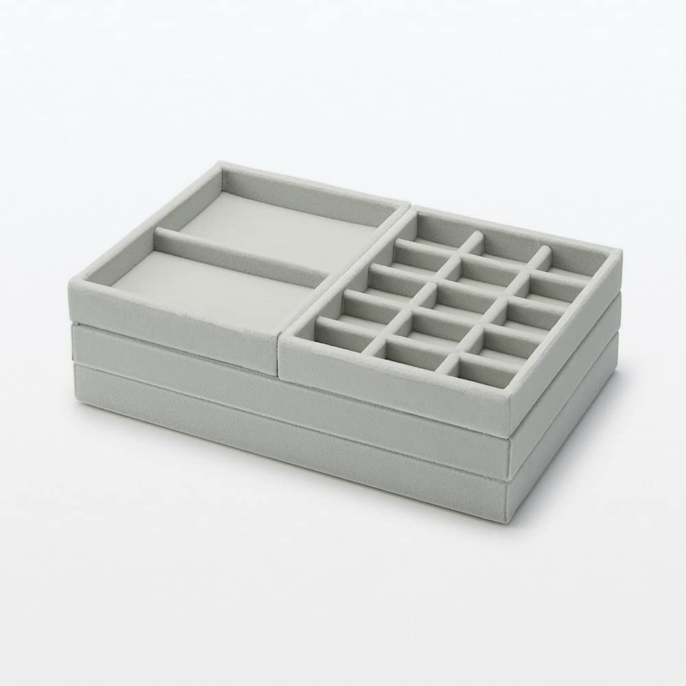 MUJI Stackable Velvet Case for Acrylic Wide X 12cm Deep X Product 44596524 Cases, Gray, 15.5cm 2.5cm High, Number