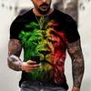 Summer Animal Lion 3D Printed Men's T-shirt Casual Short Sleeved T-shirt