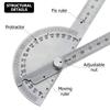 Angle Protractor Angle Finder Ruler Two Arm Stainless Steel Protractor Woodworking Ruler Measure Tool with 0-180 Degrees(30 Cm/ 11.8 Inch)