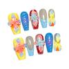 10PCS Colorful Fake Nails with Flower Decor with Zero Pressure On the Nail Bed Design for Working Dating or Partying