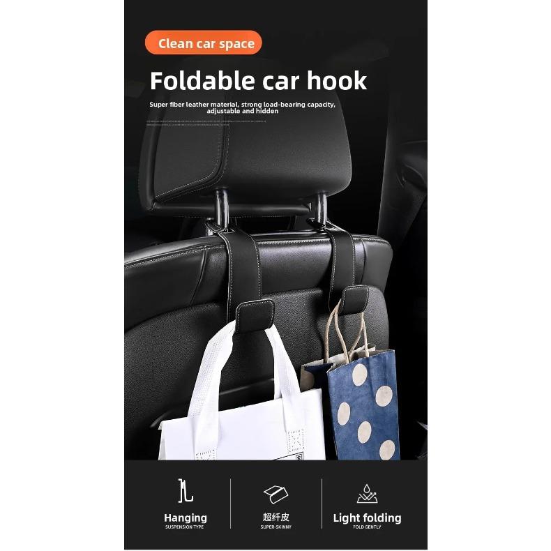 Multi-Functional Car Seat Rear Hook Headrest Premium Leather Auto Rear Seat Organizer Hanger Easy Install Auto Seat Storage Hook
