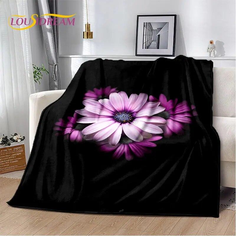Nordic 3D Daisy Flower Soft Plush Blanket,Flannel Blanket Throw Blanket for Living Room Bedroom Bed Sofa Picnic Cover Bettdecke