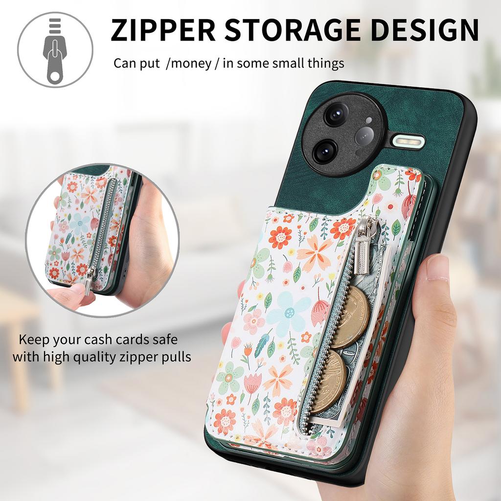 For Xiaomi Poco F7 Ultra 5G/Xiaomi Redmi K80 Pro 5G Leather Phone Cover with RFID Blocking Zipper Card Bag Kickstand