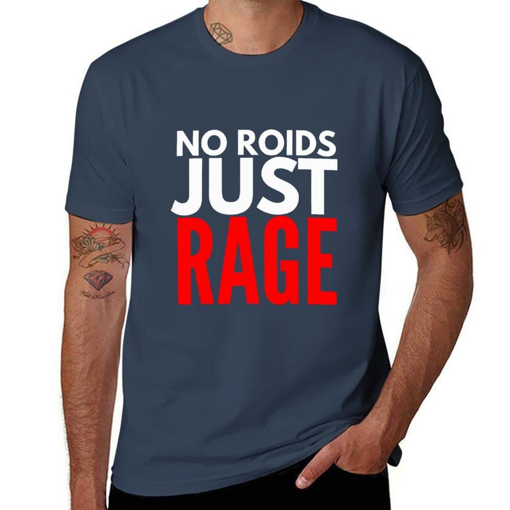 No Roids Just Rage TShirt Large Size Casual Short Sleeve Top