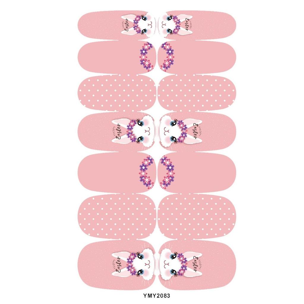 Easter Cute Rabbit Flower Nail Art Stickers - Full Cover, Waterproof, Long-lasting (YMY2073-2084)