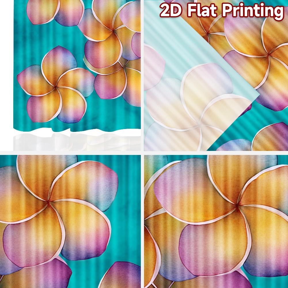 2D FLAT PRINTING 2pcs Curtains (Without Rod) Floral Pattern on Blue Background Holiday Easter Printed Curtains Prints Light