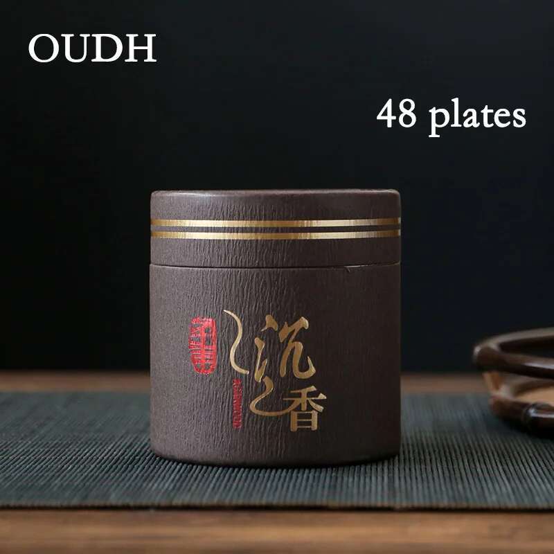 4 Hours 20/48/72/120 Plates Coil Incense Natural Sandalwood OUDH Fragrant Buddha Yoga Refreshing Cense Small Business Supplies