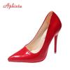 Móda Aphixta Nové 4,72palcové super vysoké jehlové podpatky lakovaná kůže dámské lodičky barevné oficiální boty se špičatou špičkou plus velká velikost 49 50