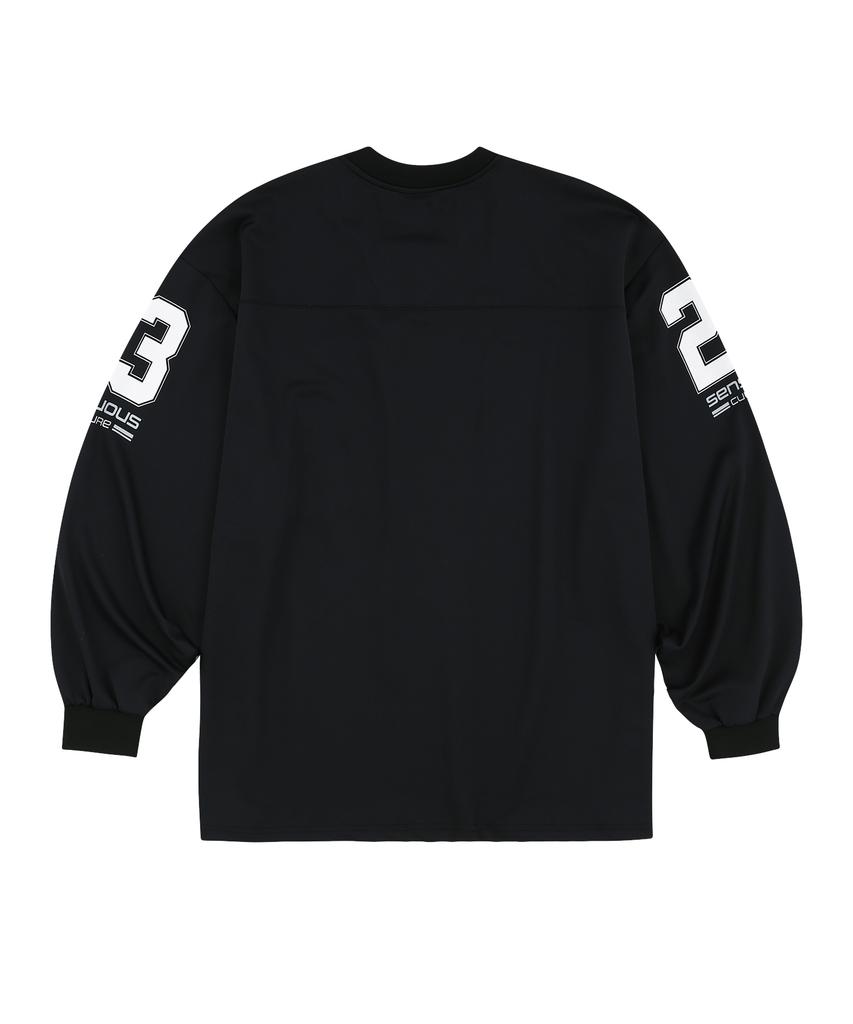 EASY NO EASY Long Sleeve Football Jersey - Black