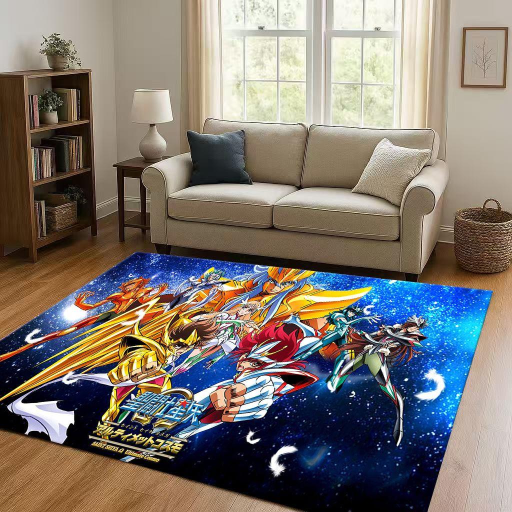 Retro Saint Seiya Shiryu Athena Cartoon Living Room Non Slip Area Rug Carpet for Bedroom Sofa,Easy Clean Home Decor Doormat Kids