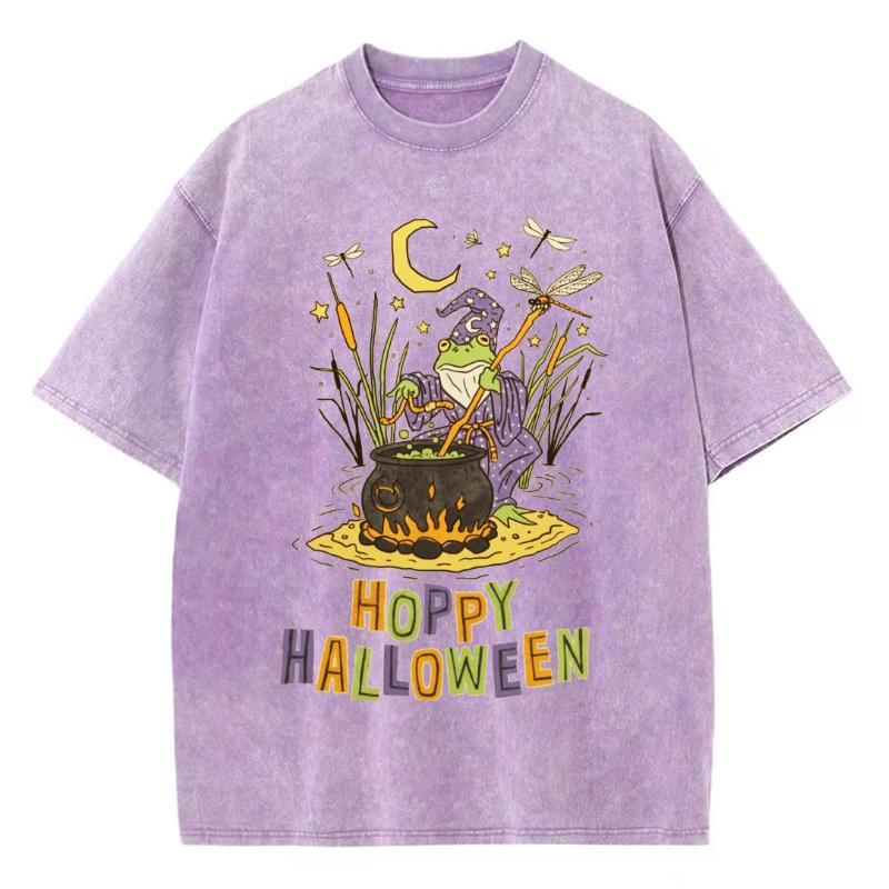 

Счастливого Хэллоуина Принт Ведьмы Женская Футболка для стирки Оверсайз Круглый вырез Дышащая Короткий рукав Крутой топ Мужской 3XL