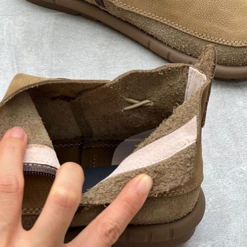 Retro Women Flat Short Boots Genuine Leather Shoes Handmade Round Toe Solid Color Ankle Boots