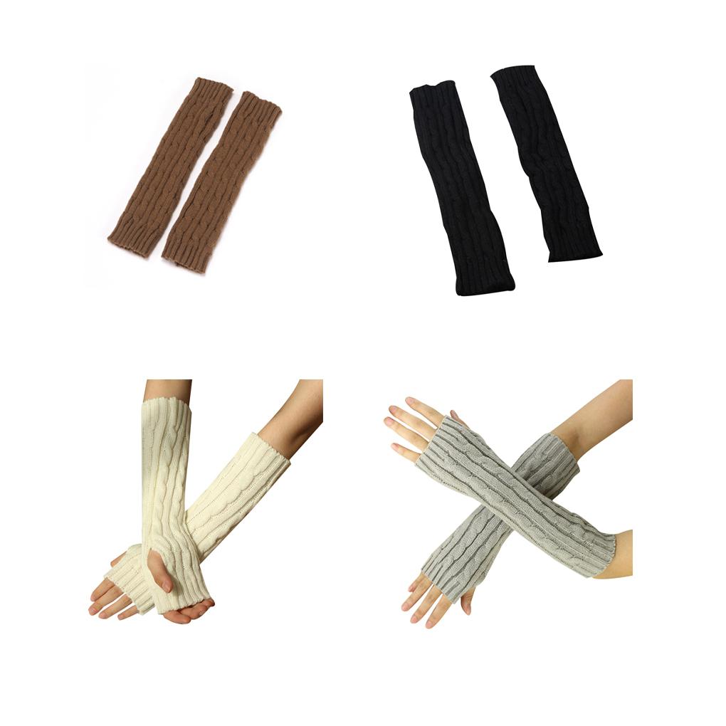 1 Pair Hot Winter Autumn Knit Arm Warmer Women Girls Long Winter Mittens Wrist Warmer Female Gloves