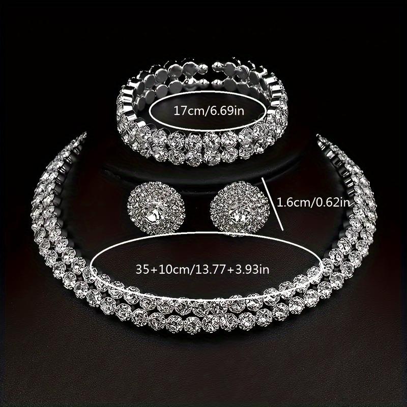 Glänzendes dreiteiliges Halsketten-Set Strass-Halskette kombiniert mit passendem Armband und Ohrringen