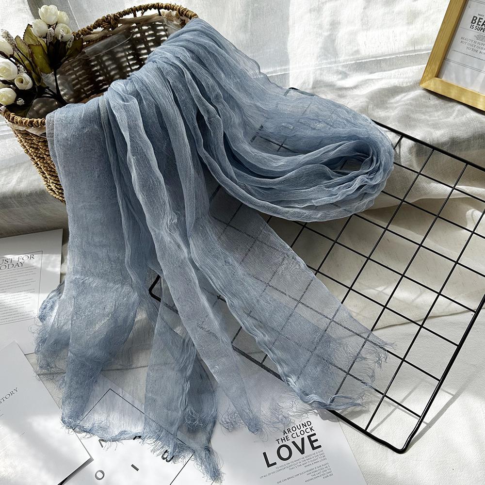 Women Light And Breathable Scarf Pure Linen Solid Scarf Neckwear Unisex Children Spring Autumn Winter Female Foulard Wrap