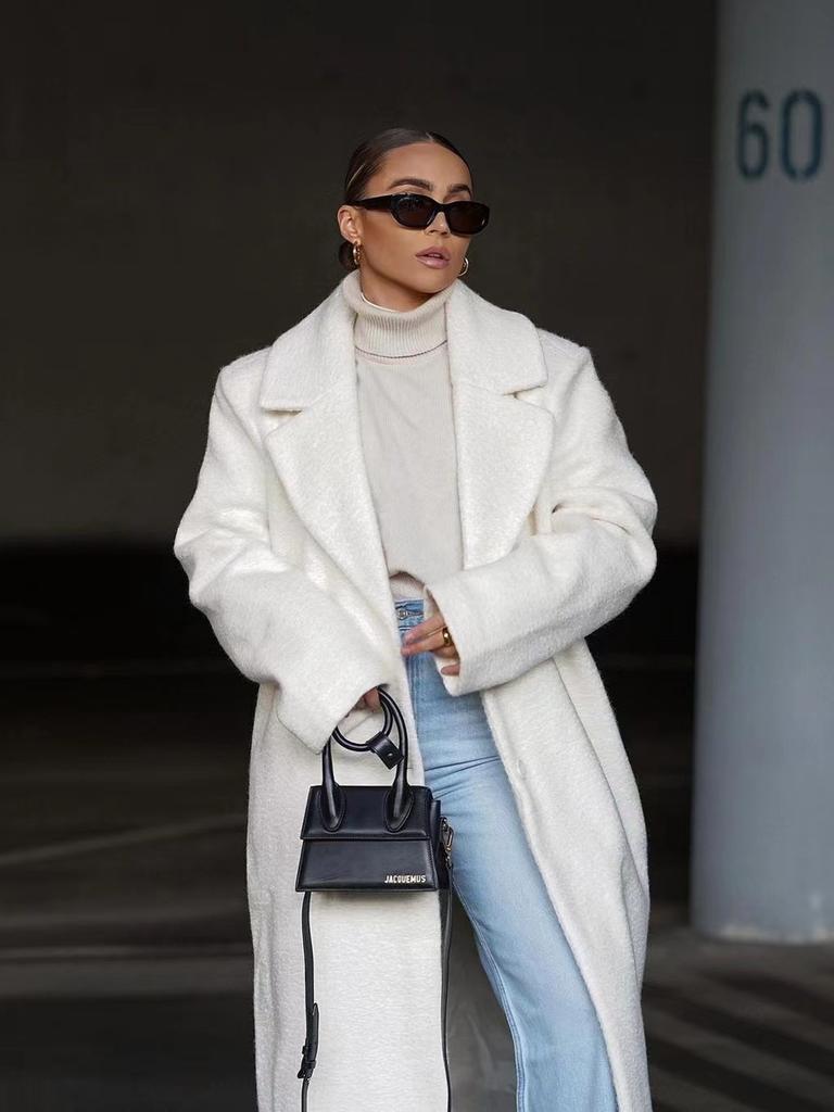 Winter Coat Women Long Sleeve Padded Jacket Wool Top Ladies Overcoat