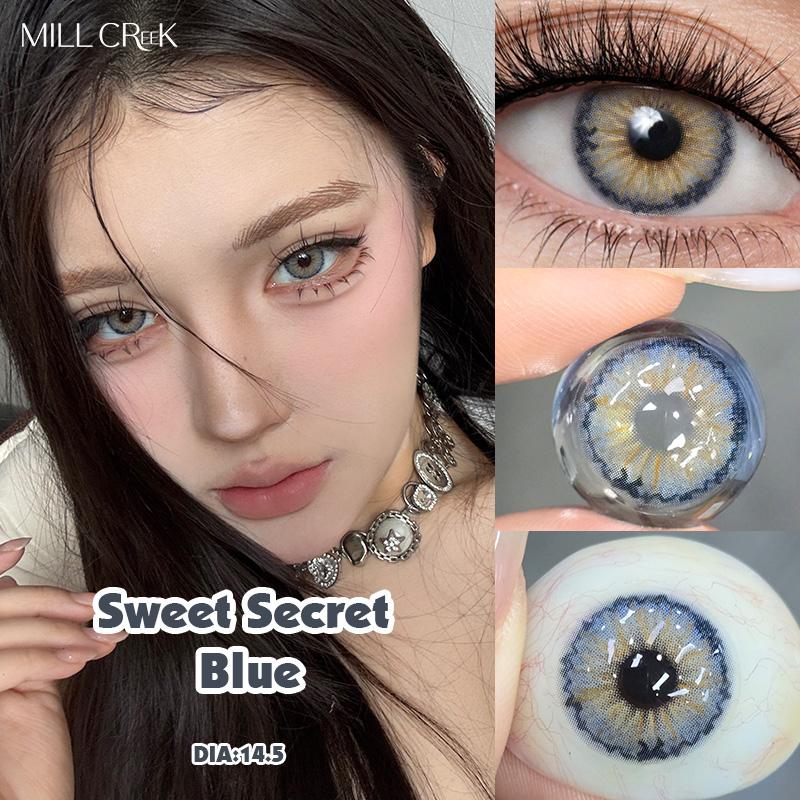 Mill Creek Sweet Secret Color Contact Lenses with Grade 14.5mm Hybrid Iris Blue/Grey/Brown Yearly Use Contact Lenses