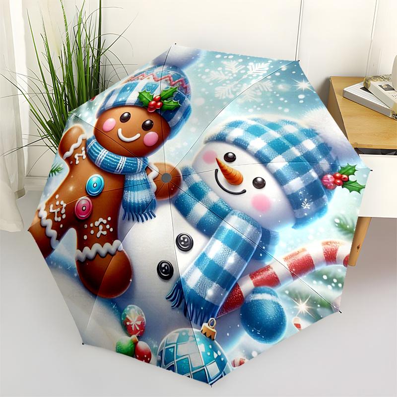 

Gingerbread Man Themed Travel Umbrella-8 Ribs Automatic Opening and Closing, Portable Folding Design, Compact and Stylish Umbrella Suitable