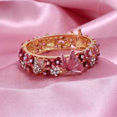 Etnik Stil Saray Boyalı Kelebek Aşk Çiçeği Elmas Açık Bilezik Kadınlar İçin Moda Aksesuar