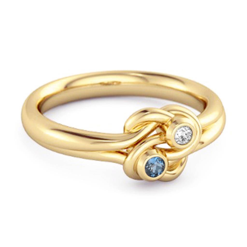 London Blue Topaz Dual Stone Stackable Ring - 925 Sterling Silver Gold Vermeil