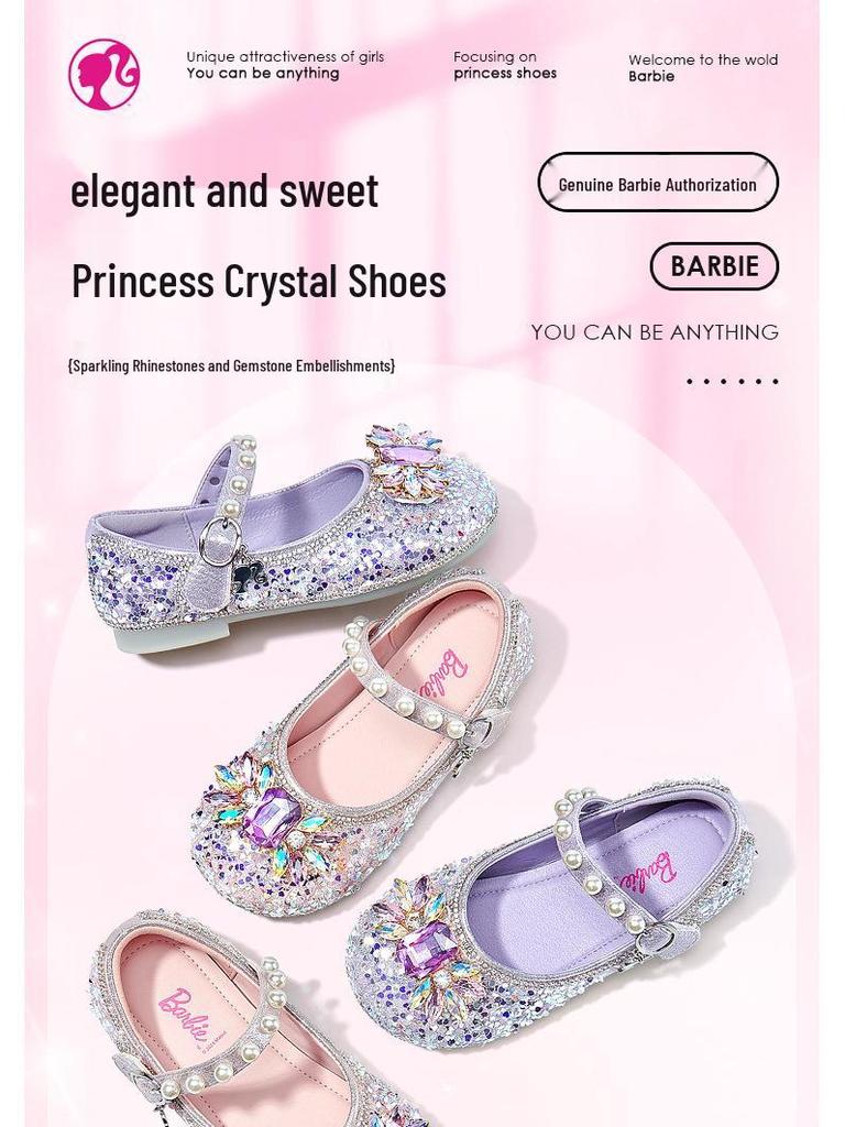 Sparkly Sequin Princess Shoes: 2025 Spring/Autumn Soft Leather Shoes for Girls – Comfortable & Versatile Performance Footwear