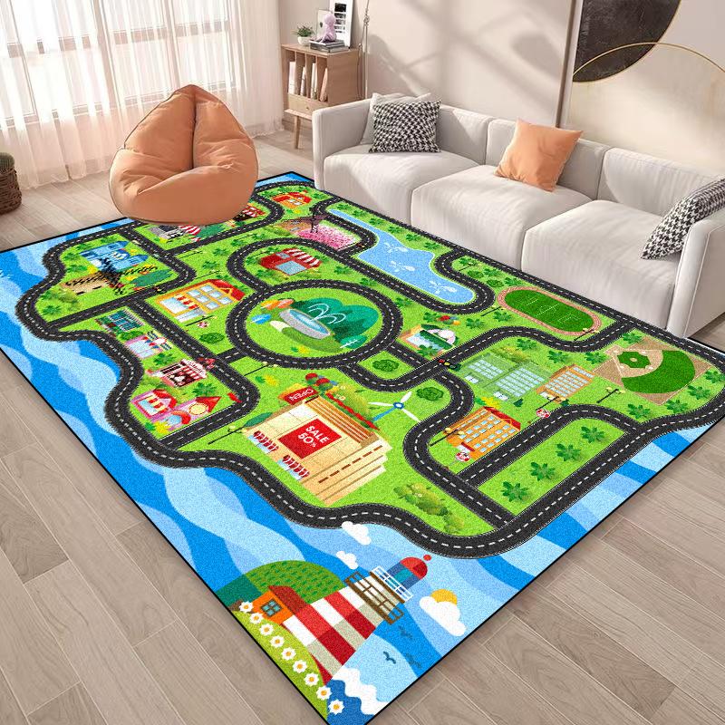 Modern Children Play Road Carpet Living Room Cartoon Home Decoration Baby Sofa Area Non-slip Rug Bedroom Soft Tatami Floor Mat