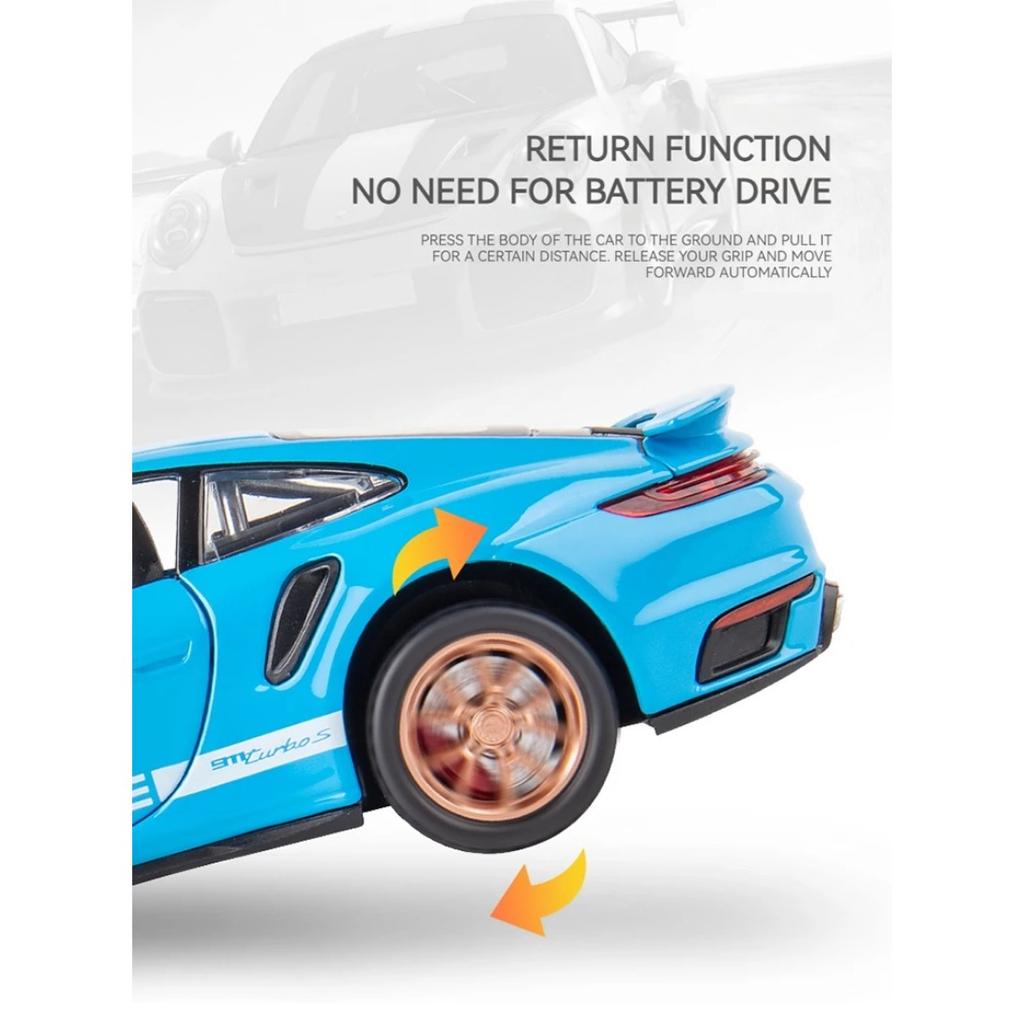 1/32 Scale Porsche 911 Turbo S Diecast Metal Model Toy Sports Car with Sound And Light For Kids Adults