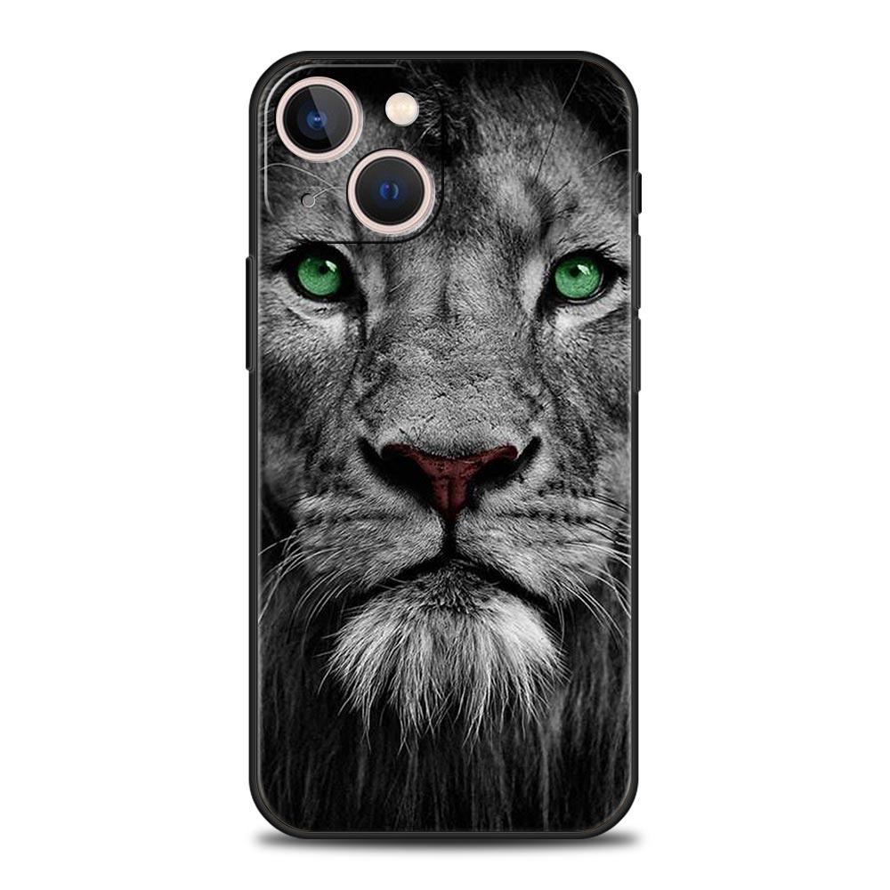 Lion Wild Animals Phone Case For iPhone 17 16 15 Pro Max 11 12 13 14 7 8 Plus SE 2020 X XR XS Cover Soft Black
