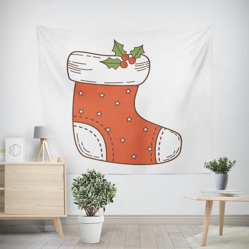 Christmas New Year Socks Pattern Living Room Bedroom Decorative Tapestry