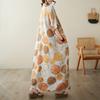 Real shot summer V-neck cotton and linen large size loose literary holiday wind beach skirt retro long robe woman