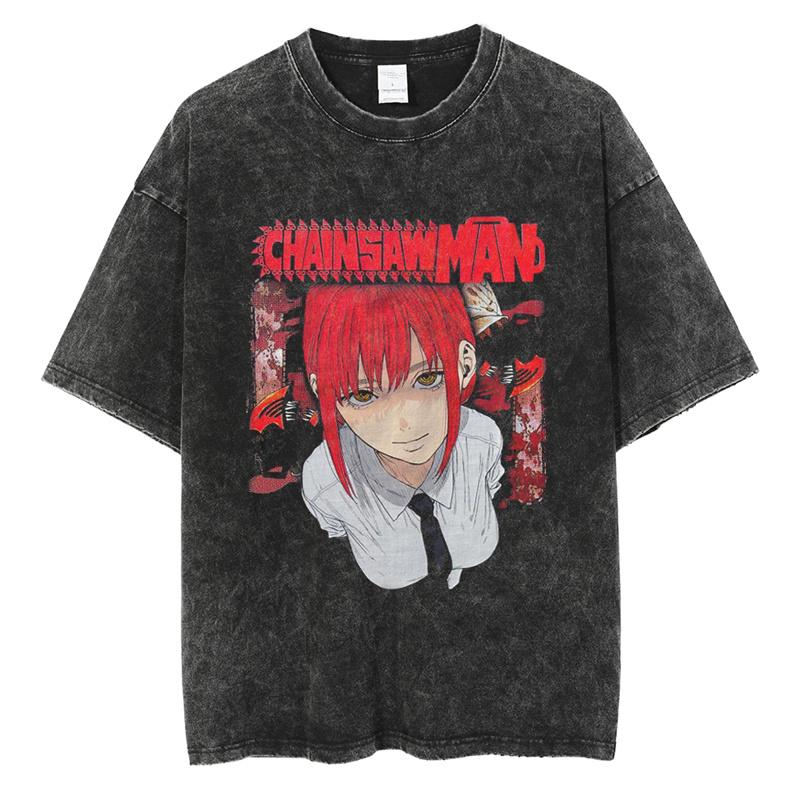 Letní volné nadměrné tričko pro muže ženy retro prané bavlněné tričko topy manga anime grafická trička