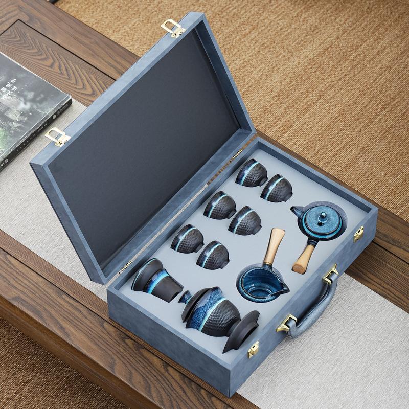 Side Handle Kettle Kung Fu Tea Set Gift Box for Clients Creative Annual Meeting Event Gift Souvenir with Logo