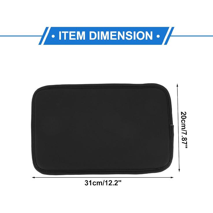Center Console Cushion Pad with Storage Pockets 12.2"x7.87" Center Console Cover Thin Armrest Seat Box Cover Faux Leather Black