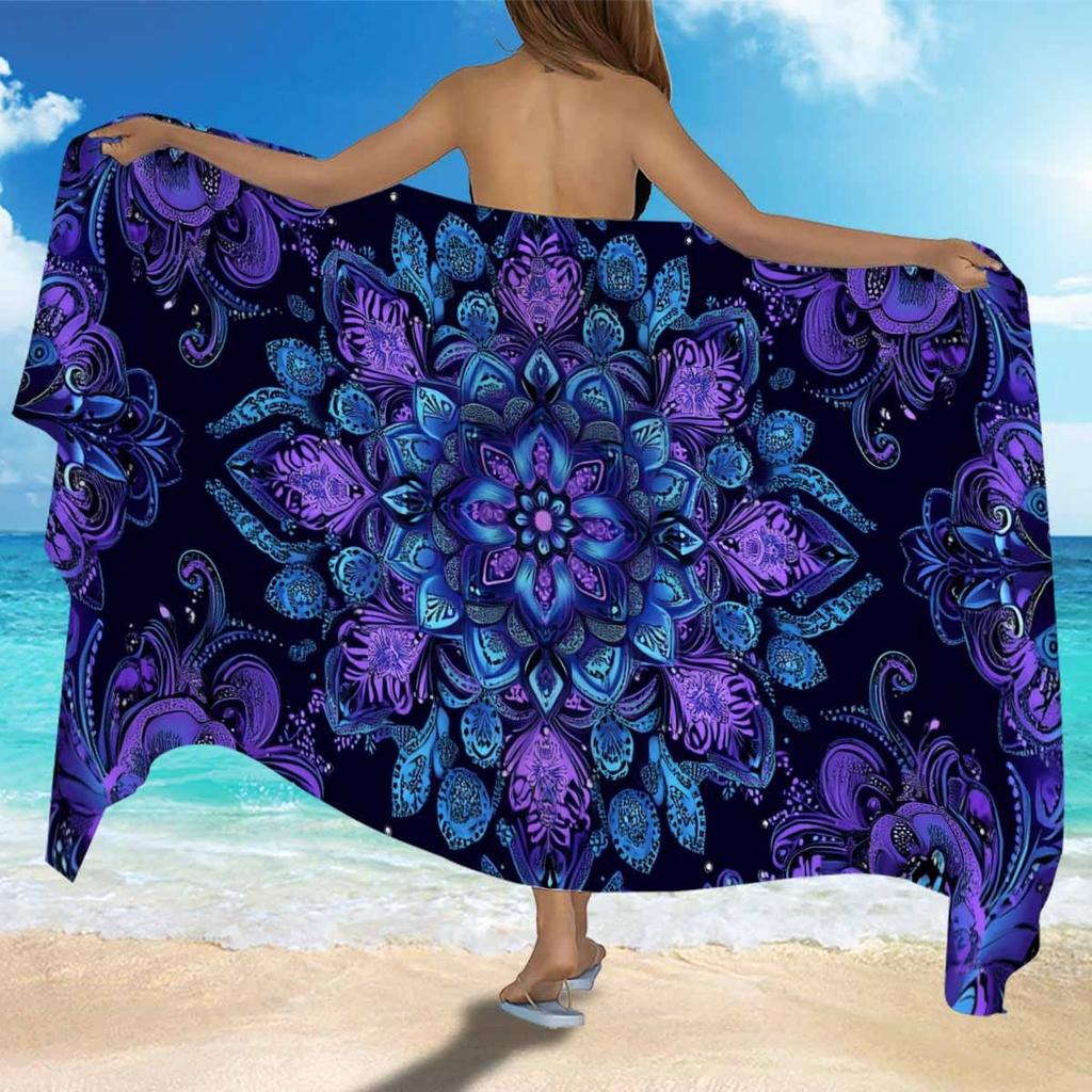 Stylowa Mandala Wzorzysta Szyfonowa Spódniczka Ręcznik Plażowy - Lekka, Wszechstronna, Można Nosić Jako Bluza z Kapturem lub Pareo, dla Kobiet