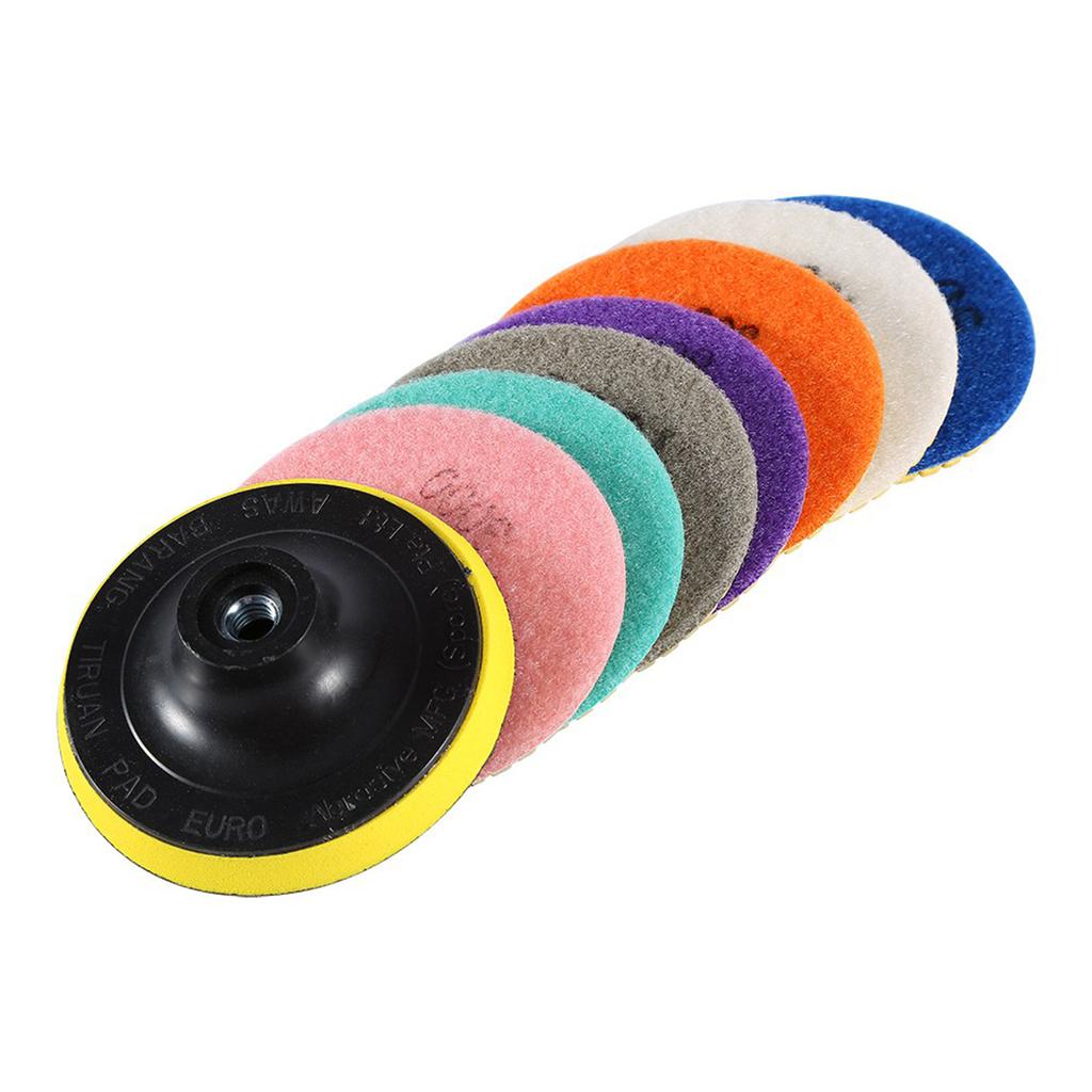 One Set Diamond Wet Dry Polishing Pads Disc for Granite Marble Concrete Stone 4 Inch