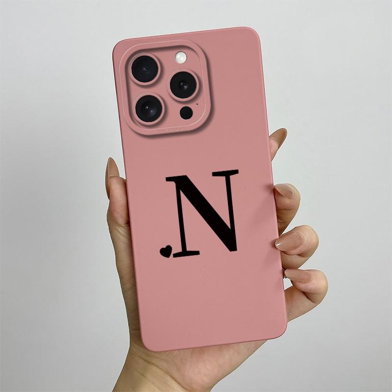 For iPhone 15 Pro Max Case iPhone 15 Plus Phone Case iPhone 15 Pro Cover iPhone 15 Cute Couple Initial Letters Skin Matte Cover