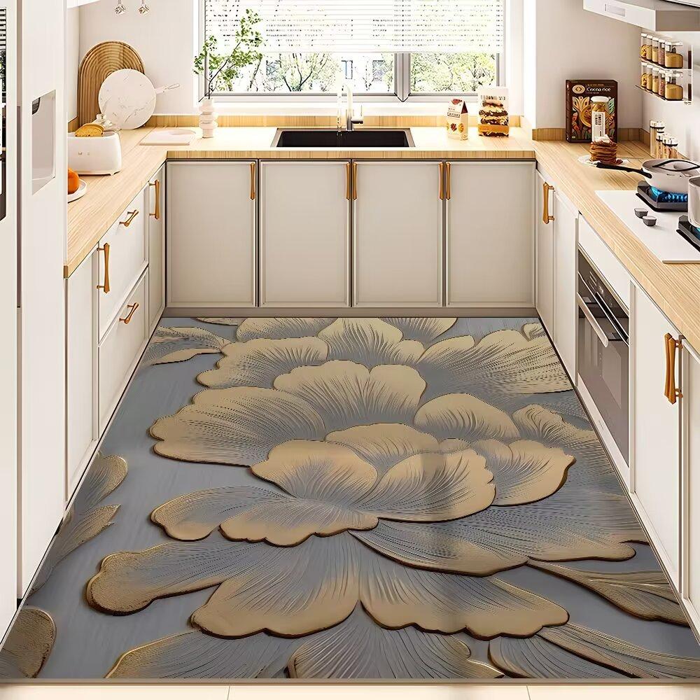 

Коврики для кухни противоскользящие и маслостойкие, моющиеся и протираемые, водонепроницаемые коврики из ПВХ для ног для всего дома, грязеотталкивающие коврики, новые 140x200cm белый