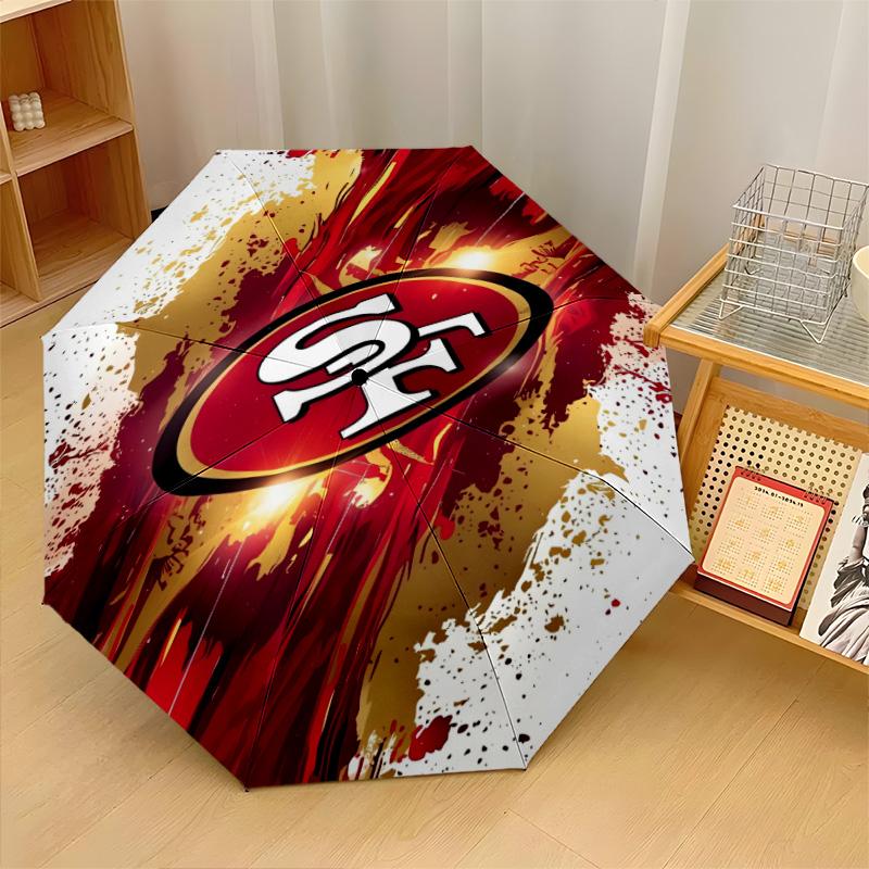 San Francisco 49ers Print Auto 8?Ribs Folding Umbrella Wind Resistant Lightweight Automatic Umbrella For Daily Travel