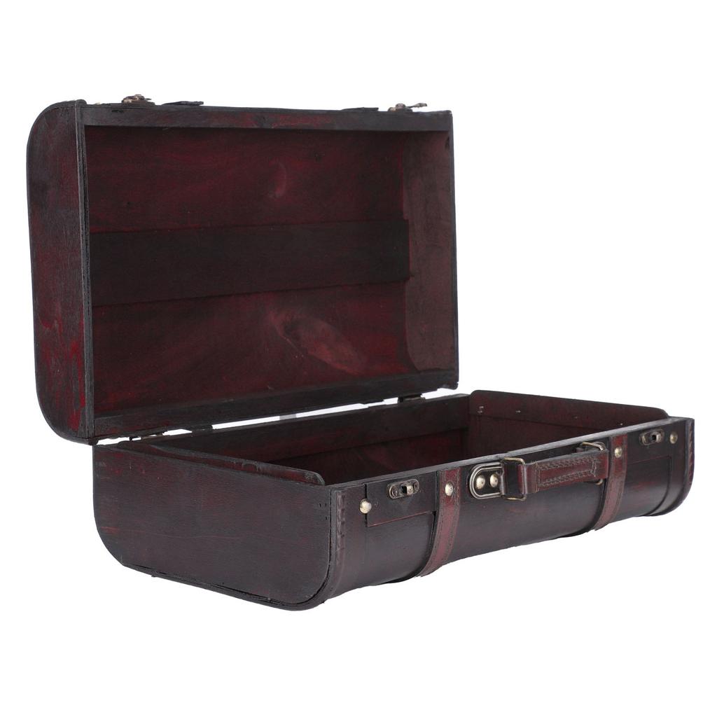 Portable Antique Suitcase Wooden Case Photography Props Craft Decoration Box Ornament