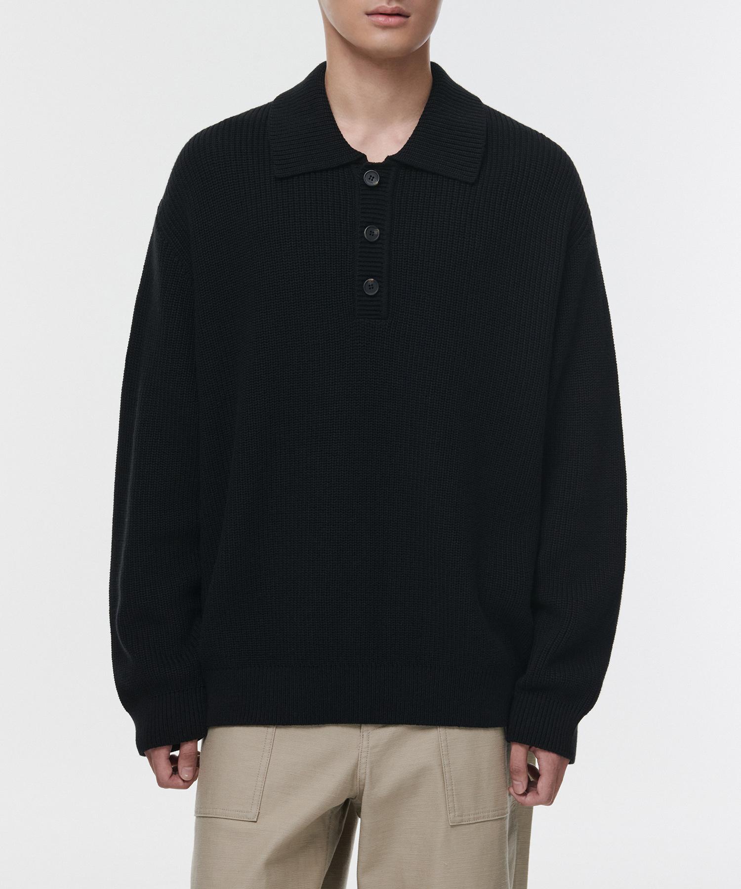 Musinsa Standard Cotton Ribbed Collared Knit [Black] Black/M