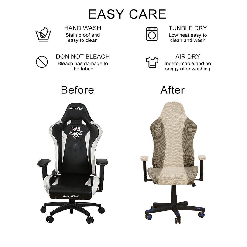 4pcs/set Jacquard Gaming Chair Cover Set T-shaped Striped Grid Color Blocked Modern Dustproof Office Chair Covers
