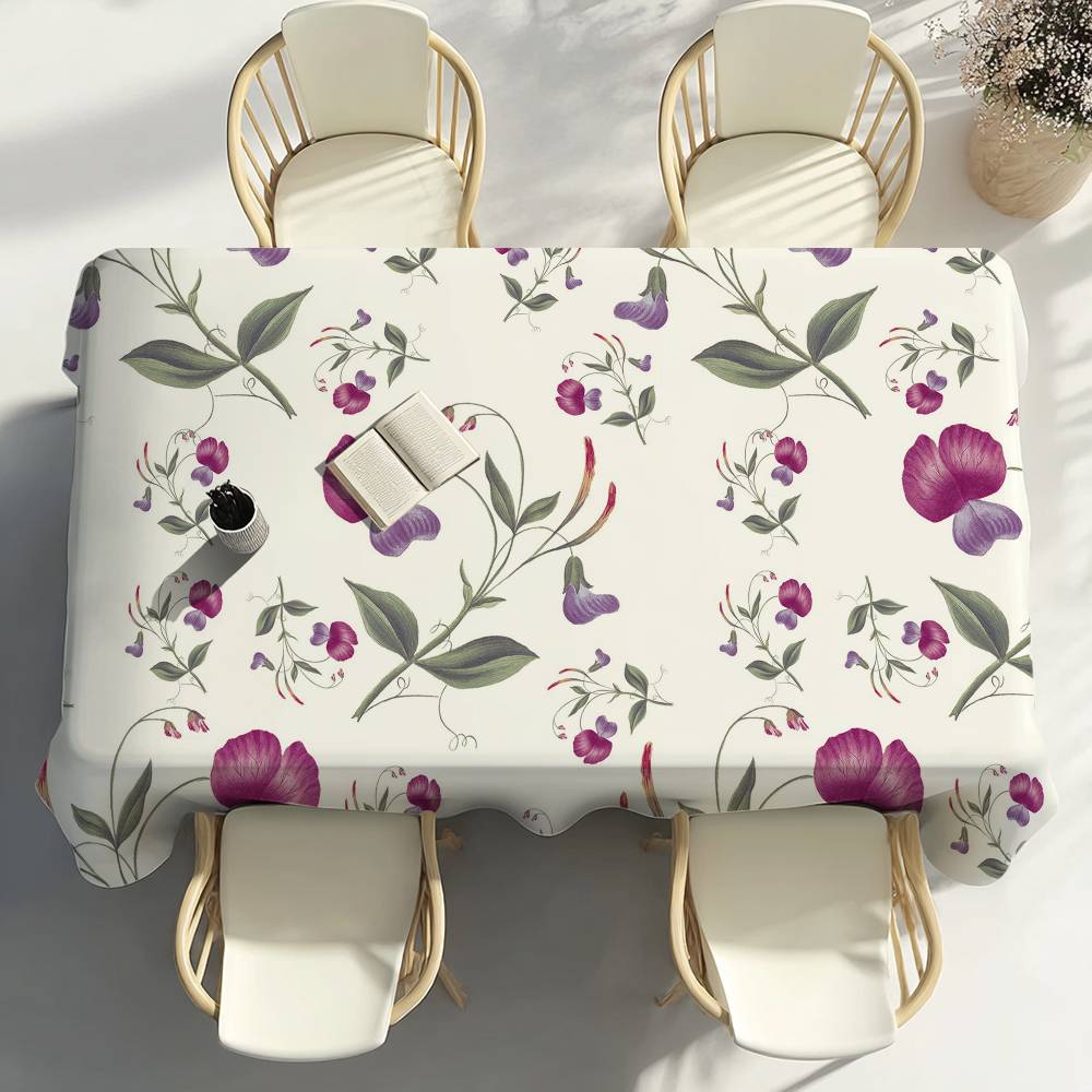 Flowers Pattern Floral Table Cloth Party Decor Dining Room Home Kitchen Patios Waterproof Stain-Proof Table Cloth