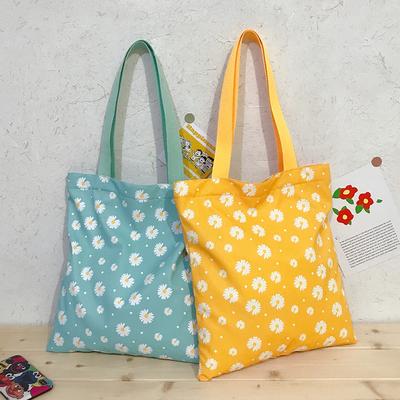 Small Daisy Handbag Canvas Fresh Printed Shoulder Satchel Shopping Shopping Portable Printed Bag Small Daisy